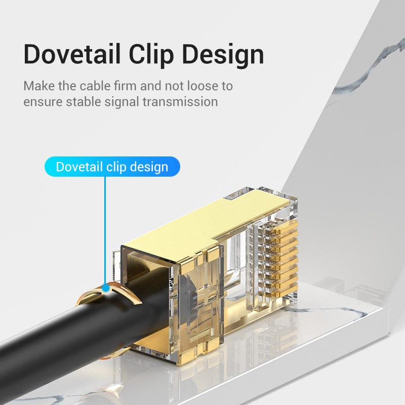 VENTION RJ45 Connector Cat8 RJ45 8P8C Modular Ethernet Cable Cat 8 FTP Head Plug Gold Plated RJ45 Crimp Network Connerctor Cat8