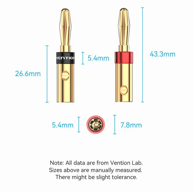 Vention Speaker Banana Plugs Gold Plated 1 Pair - Vention