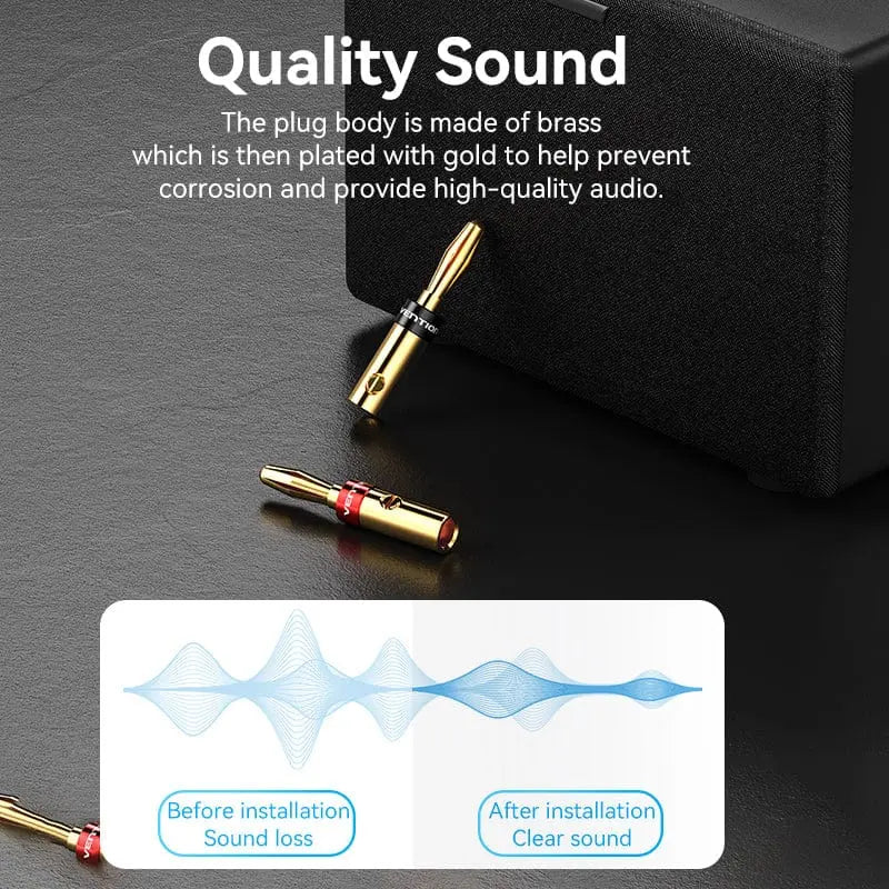 Vention Speaker Banana Plugs Gold Plated 1 Pair - Vention