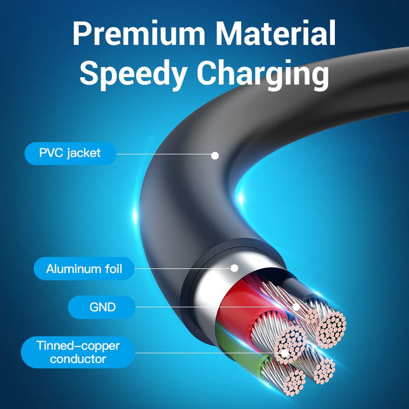 Vention USB 2.0 A Male to USB-C Male Cable with USB Power Supply PVC Type - Vention