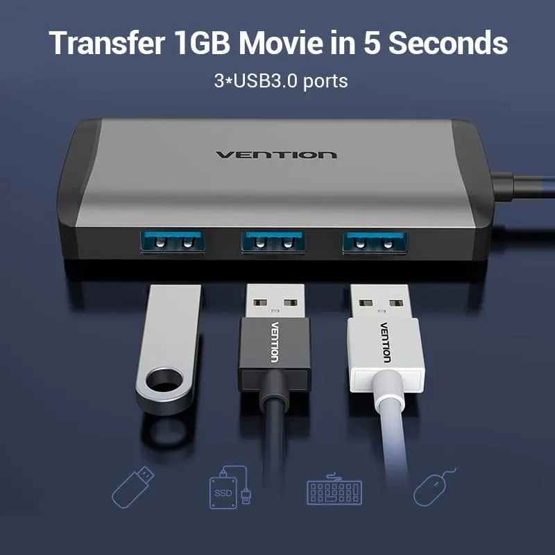Vention 6-in-1 USB-C Docking Station - Vention
