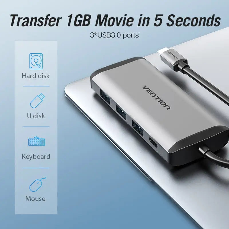 Vention 8-in-1 USB-C Docking Station - Vention