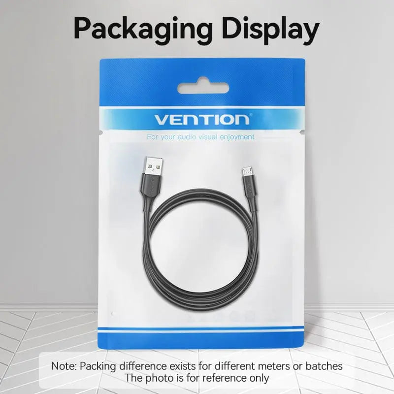 USB 2.0 A Male to Micro-B Male 2A Cable Black/White - Vention