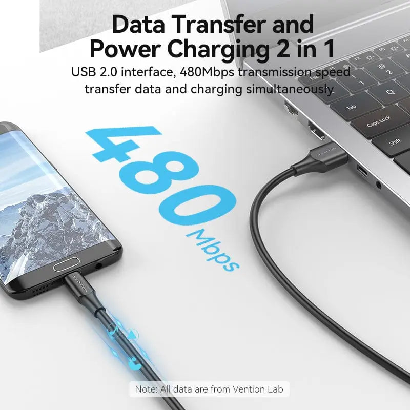 USB 2.0 A Male to Micro-B Male 2A Cable Black/White - Vention