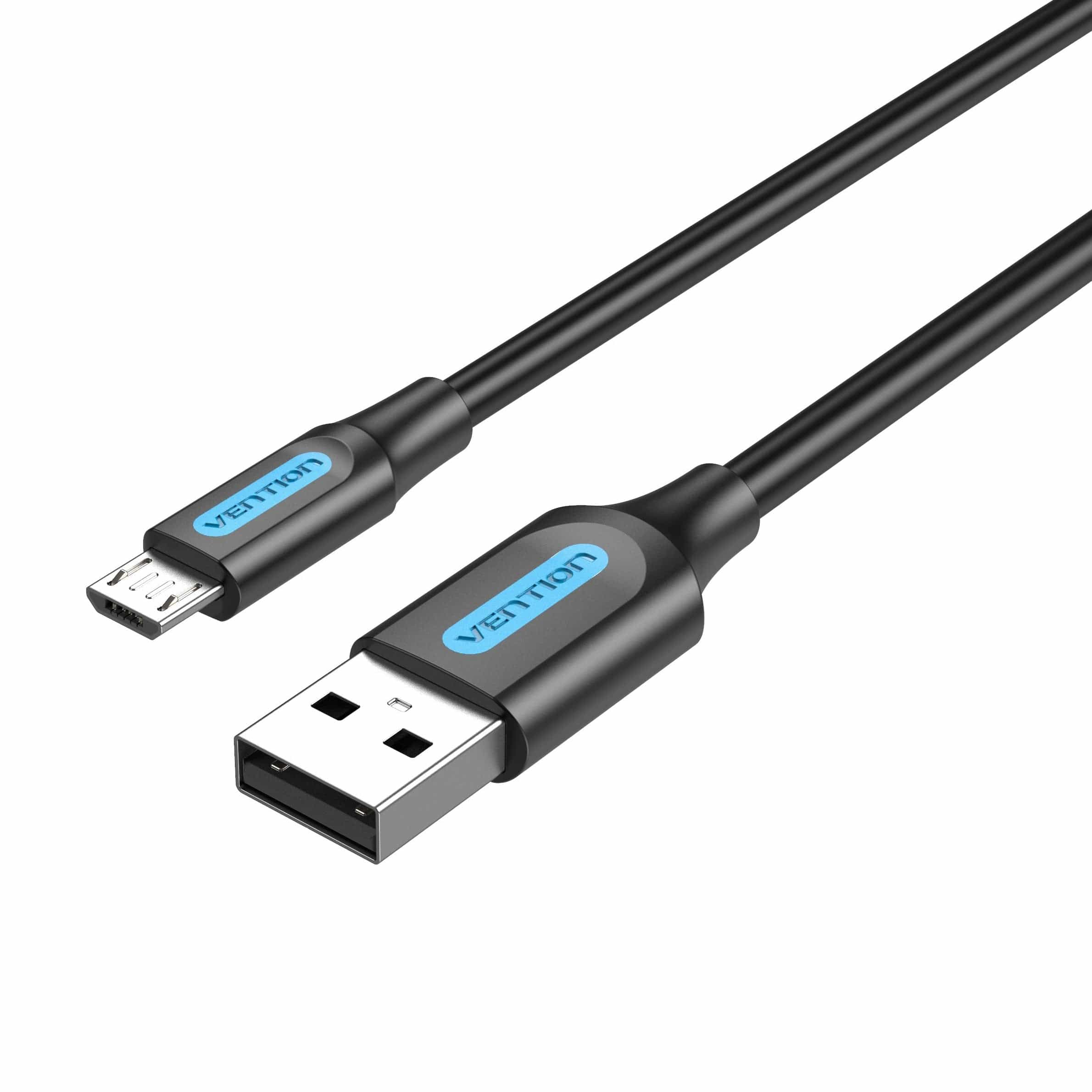 Câble tressé USB mâle à USB-C mâle - Noir - 2 m