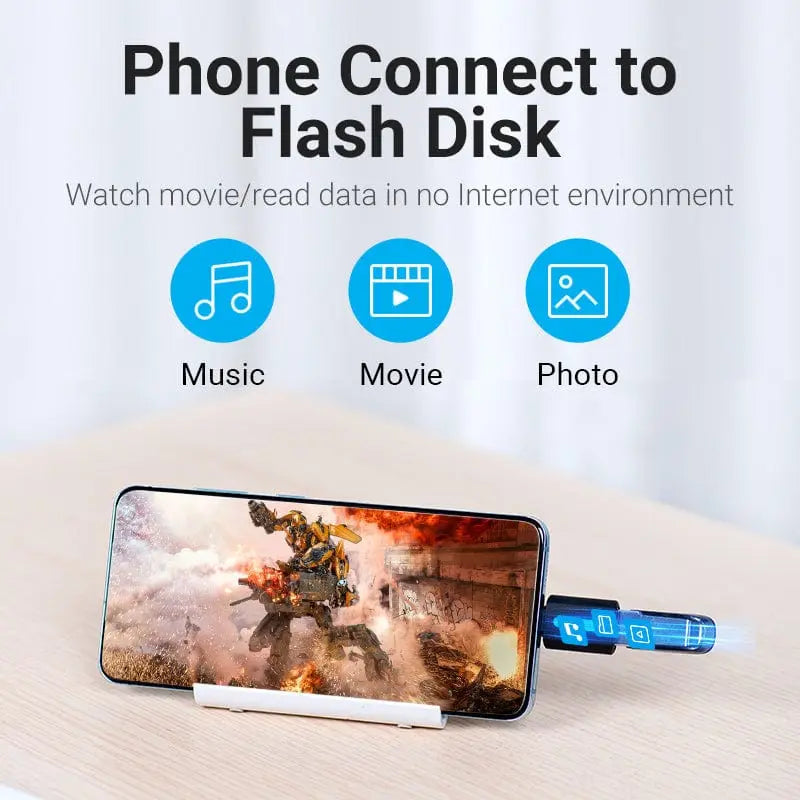 Vention USB-C Male to USB 3.0 Female OTG Adapter Black PVC Type - Vention