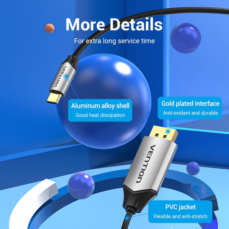Vention USB-C to DP Cable for Monitor TV Laptop computer Phone