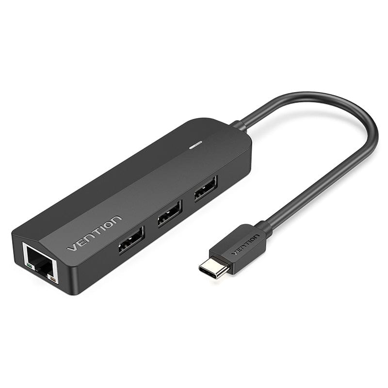 Vention USB-C to USB 2.0*3/RJ45/Micro-B HUB 0.15M Black ABS Type