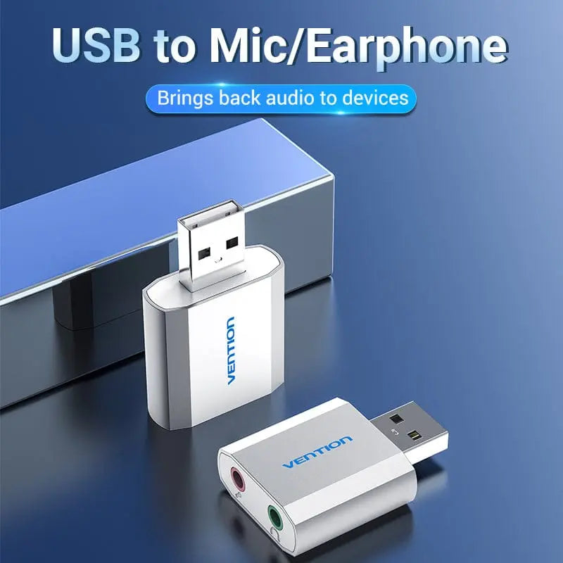 Vention USB External Sound Card Silvery Metal Type - Vention