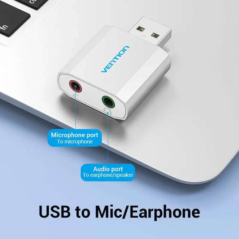 Vention USB External Sound Card Silvery Metal Type - Vention