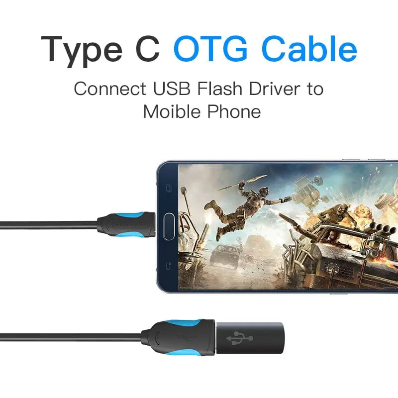USB3.0 A Female to Type-C Male OTG Cable Black - Vention