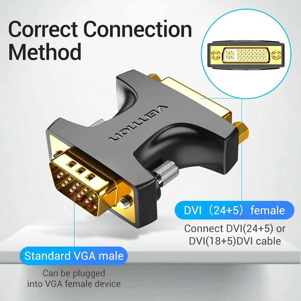 Vention VGA Male to DVI Female Adapter Black - Vention