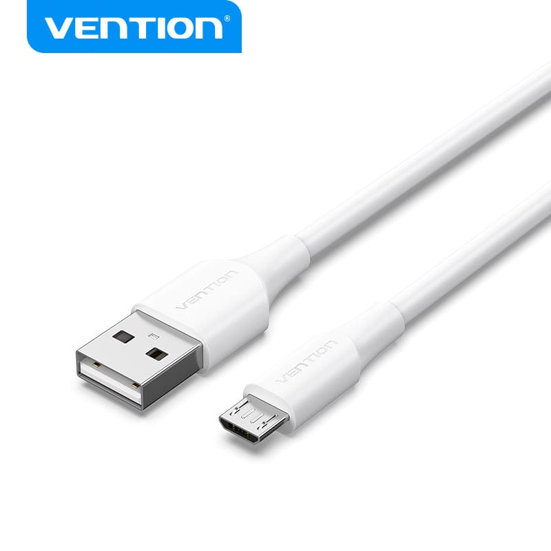 VENTION White / 0.25M USB 2.0 A Male to Micro-B Male 2A Cable Black/White