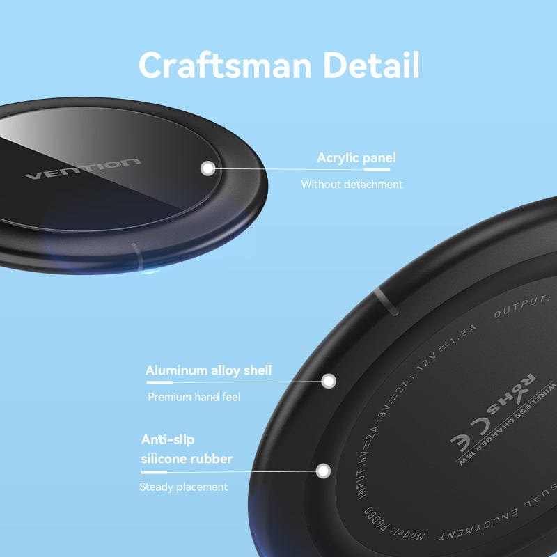 VENTION Wireless Charger 15W Black Mirrored Surface Type