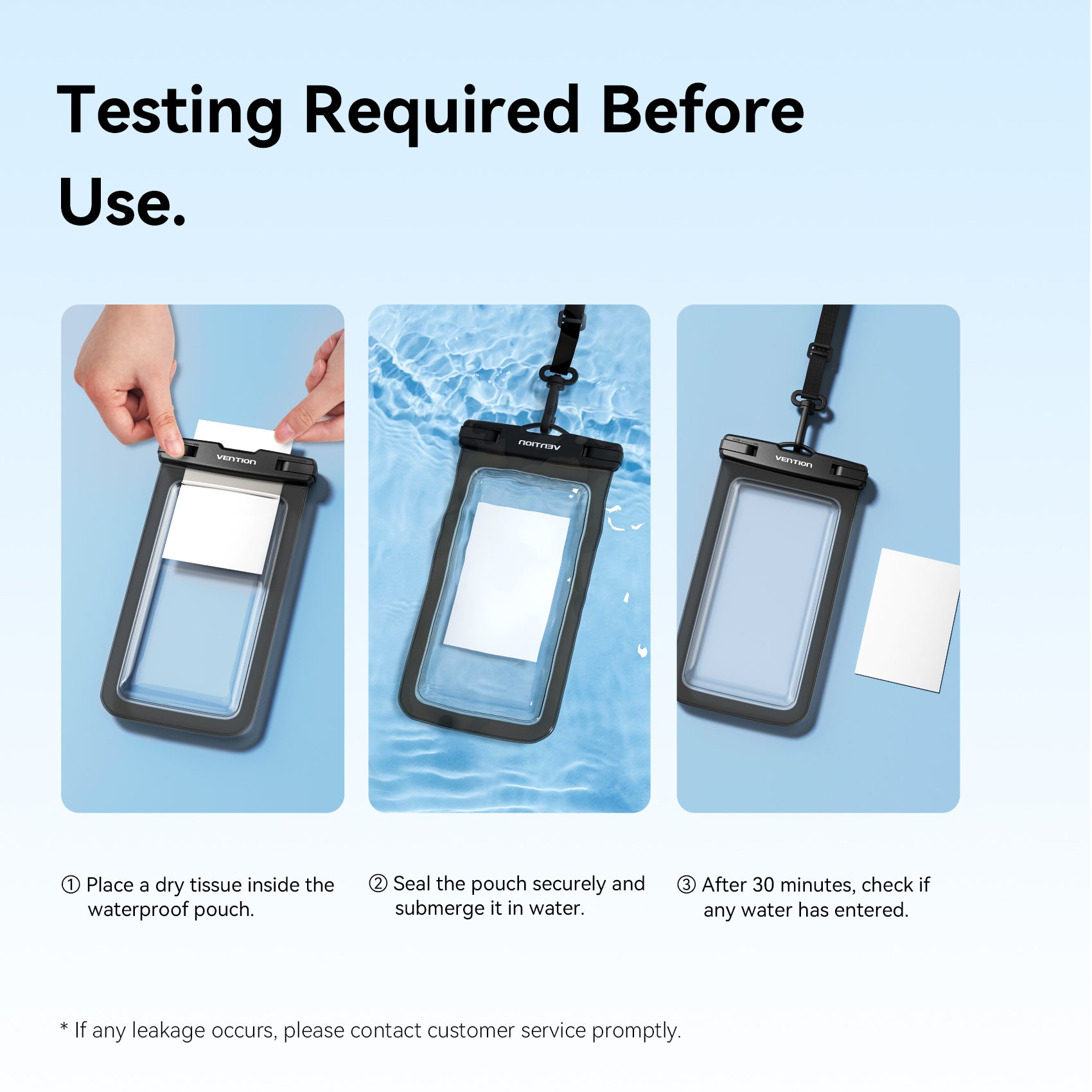 Vention 7.2-Inch Transparent Waterproof Phone Pouch with Lock Seal Black