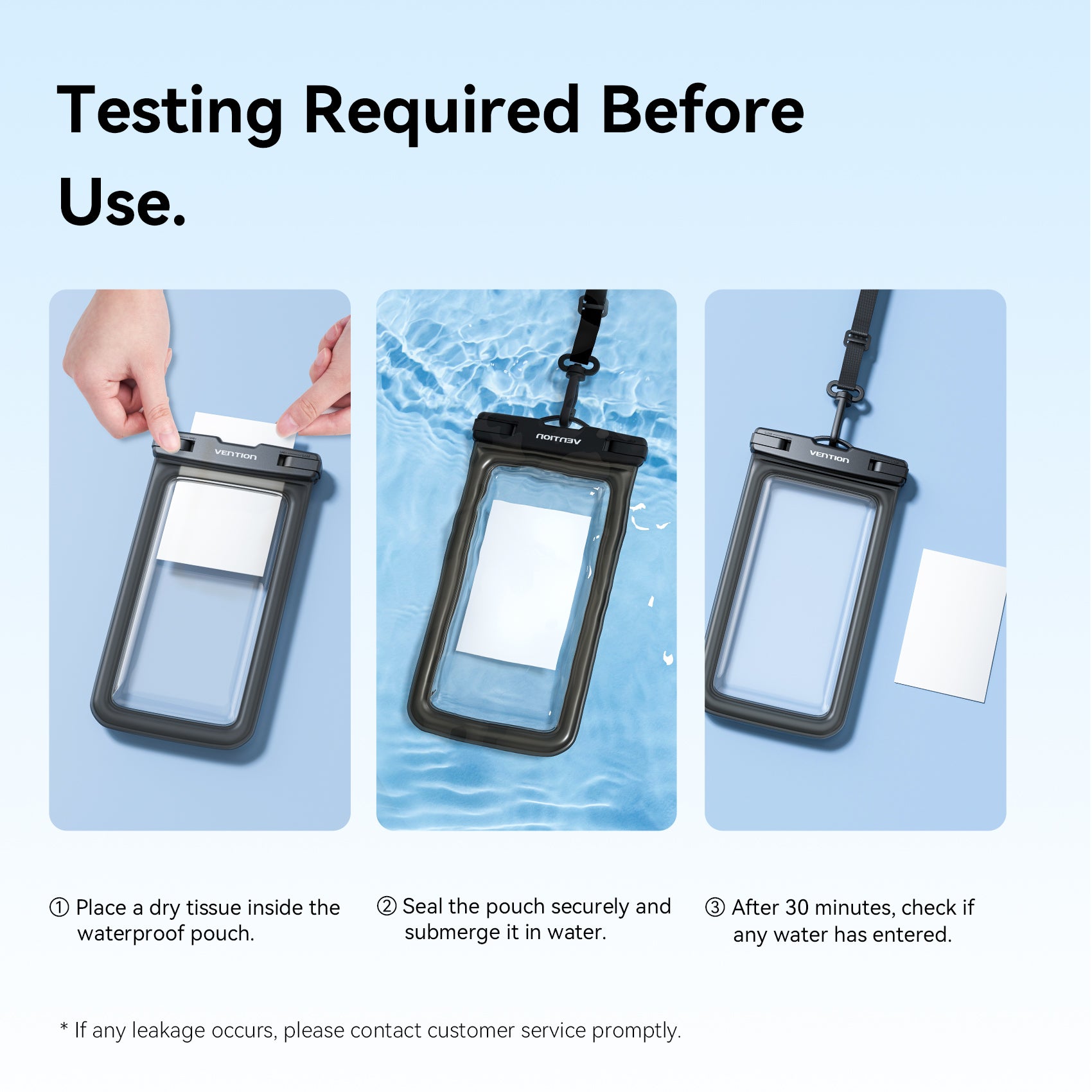 Vention 7.2-Inch Shockproof Black-Edged Waterproof Phone Pouch with Lock Seal Black