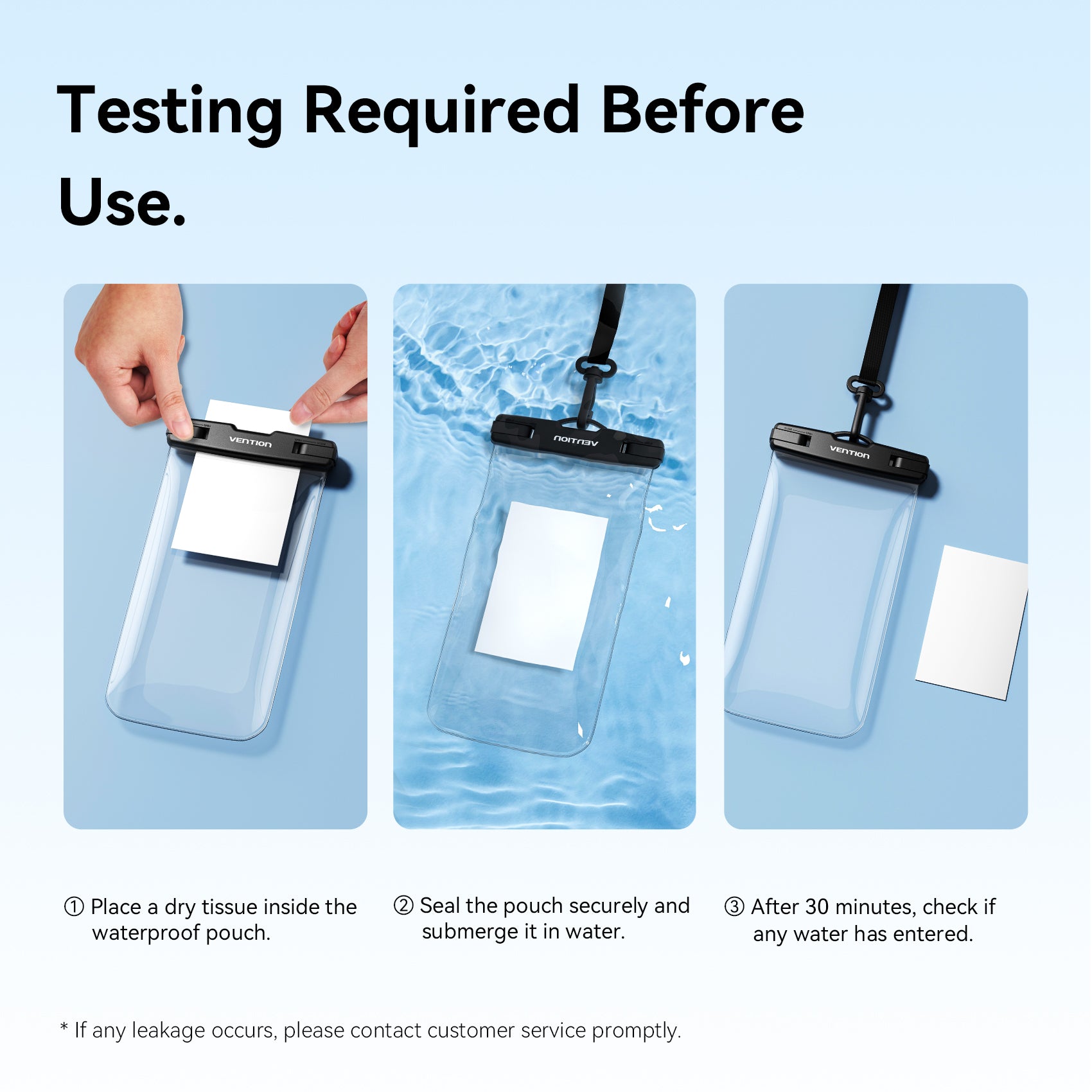 Vention 7.2-Inch Floating Shockproof Airbag Waterproof Phone Pouch with Lock Seal Black