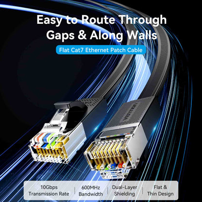 Vention Flat Cat.7 Ethernet Patch Cable Black