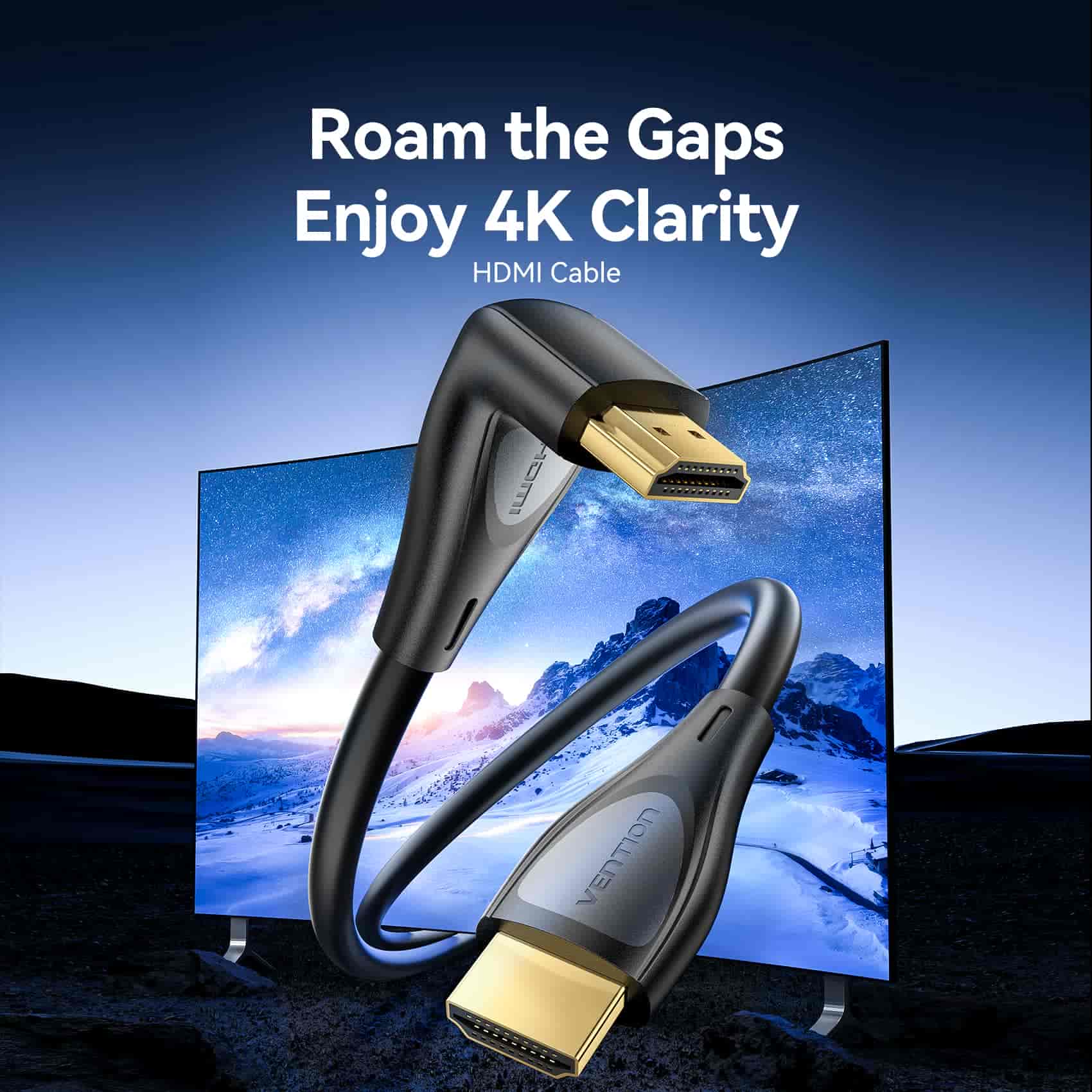 Vention HDMI™-A Male to Male 4K HD Right Angle Cable 90 Degree
