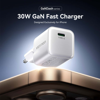 <tc>Vention</tc> Cargador GaN USB-C de 1 puerto (30 W) con enchufe europeo