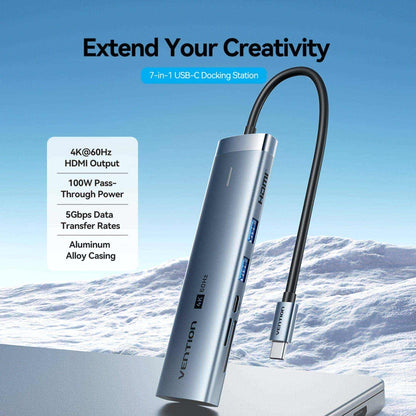 Vention 7'si 1 arada USB-C Bağlantı İstasyonu