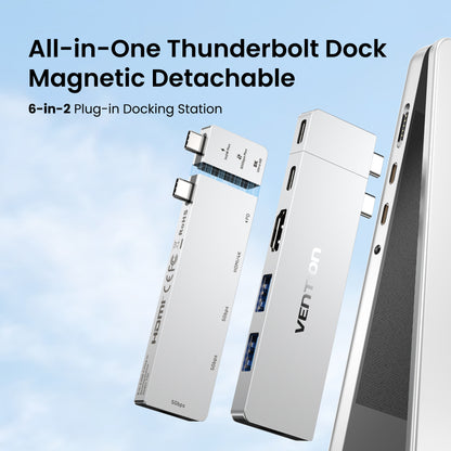 Vention 6'sı 2 arada USB-C Takılabilir Bağlantı İstasyonu