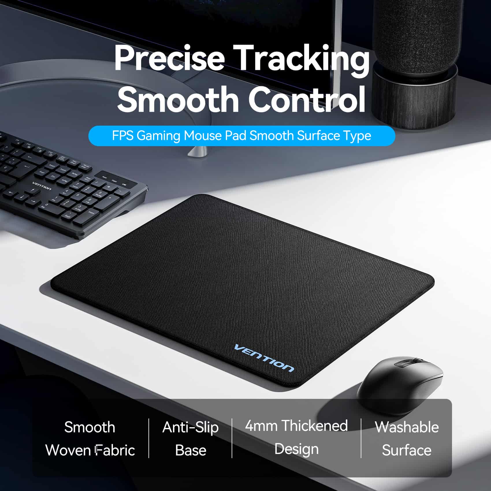 Vention Gaming Mouse Pad Smooth Surface Type Black