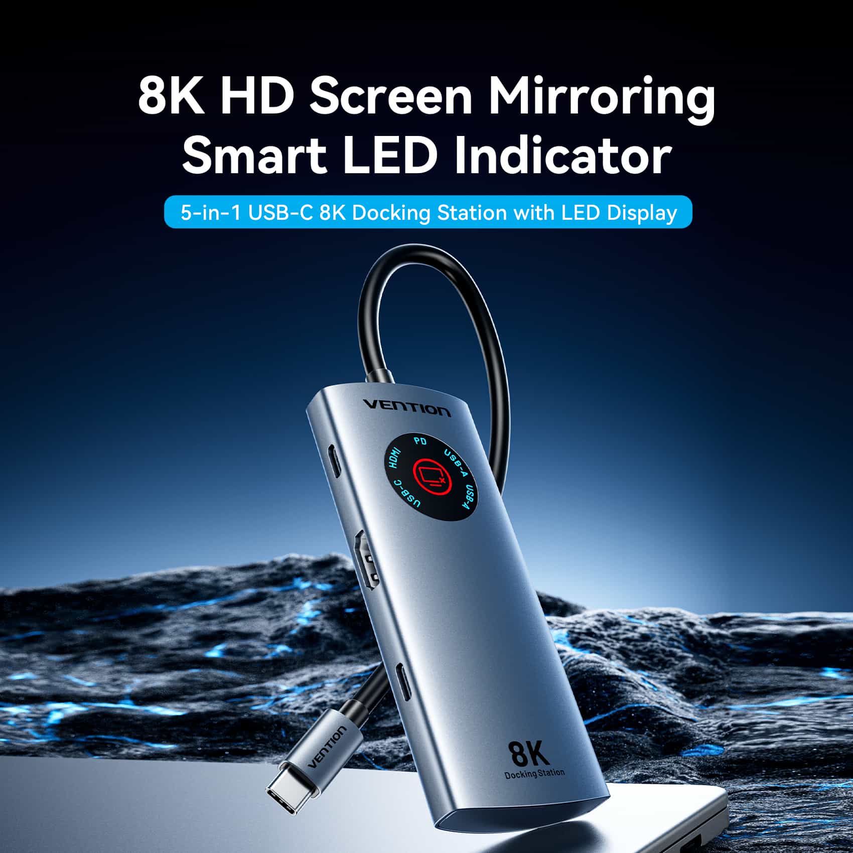 Vention 5-in-1 USB-C 8K Docking Station with LED Display