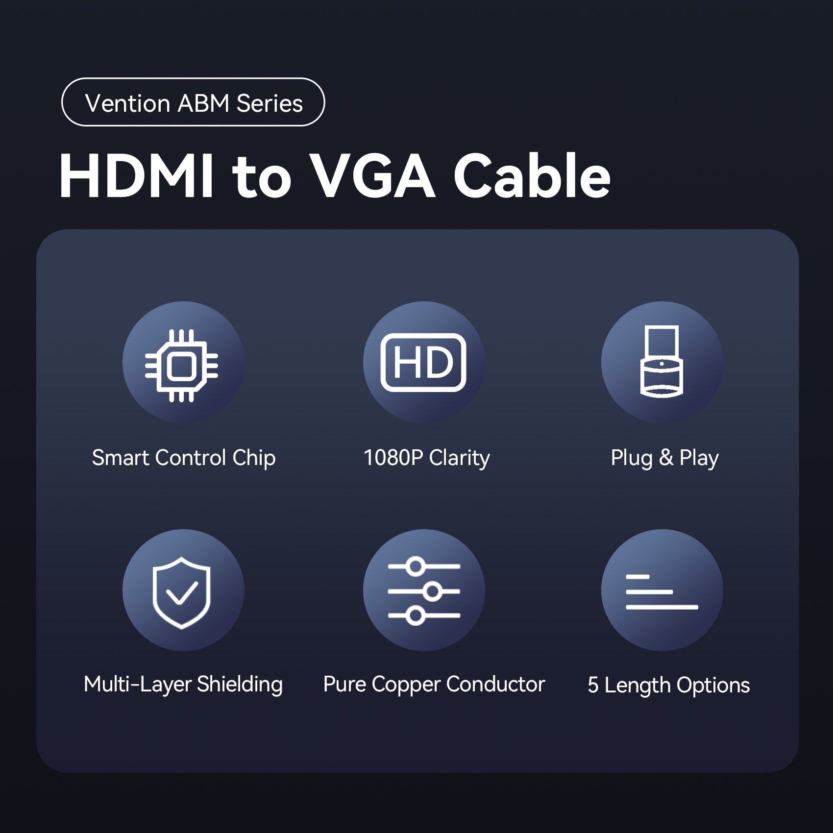 Vention HDMI™-A Male to VGA Male HD Cable Black
