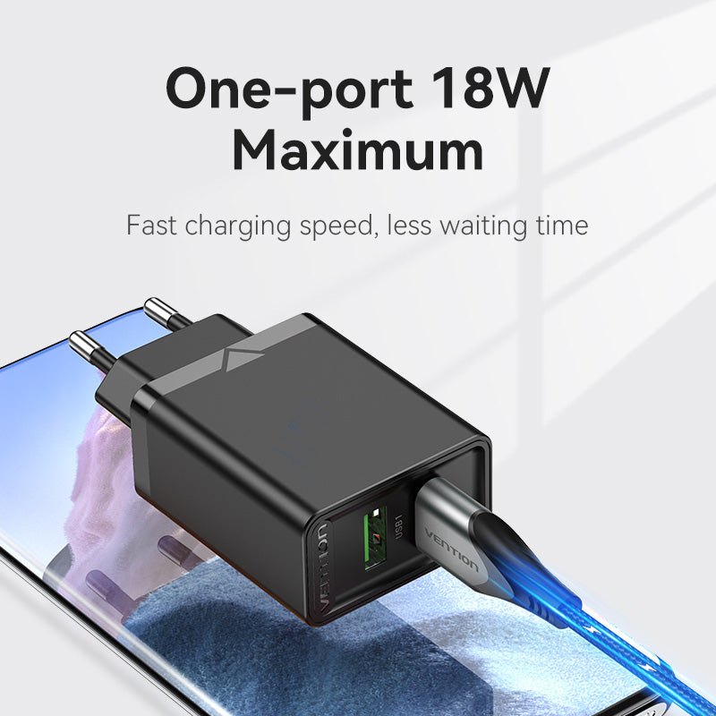 VENTION 2-PORT USB (A + A) Charger mural (18W / 18W) EU-PLUG