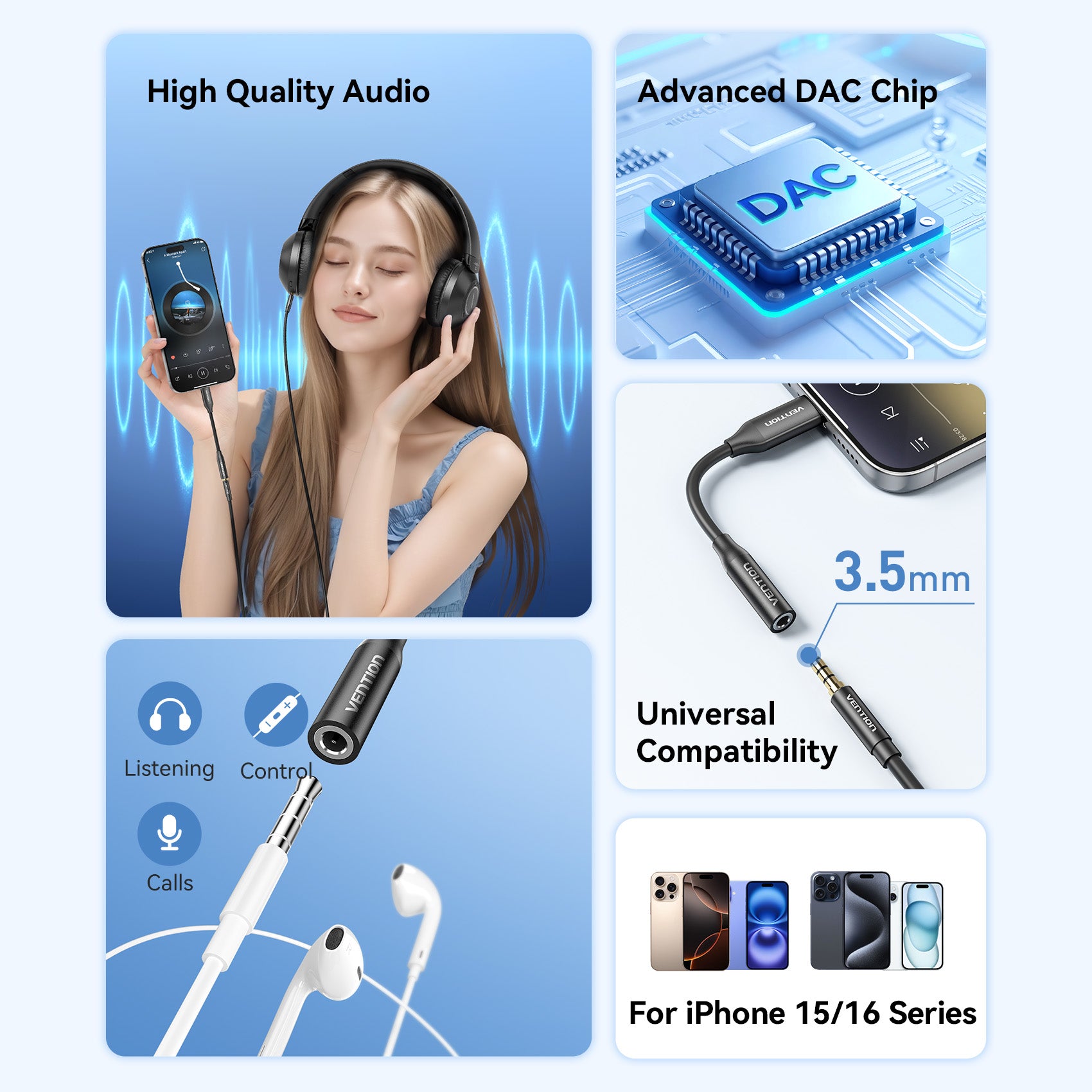 Vention USB-C Male to 3.5mm Female Audio Adapter