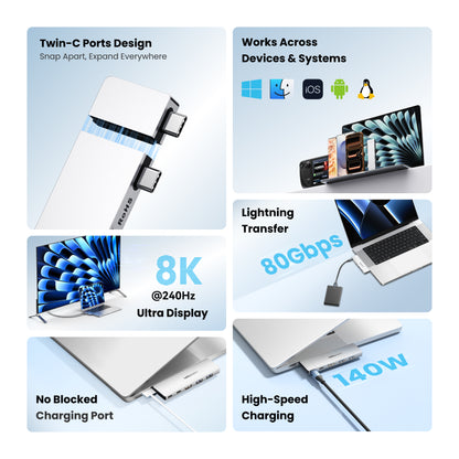 Vention 6'sı 2 arada USB-C Takılabilir Bağlantı İstasyonu