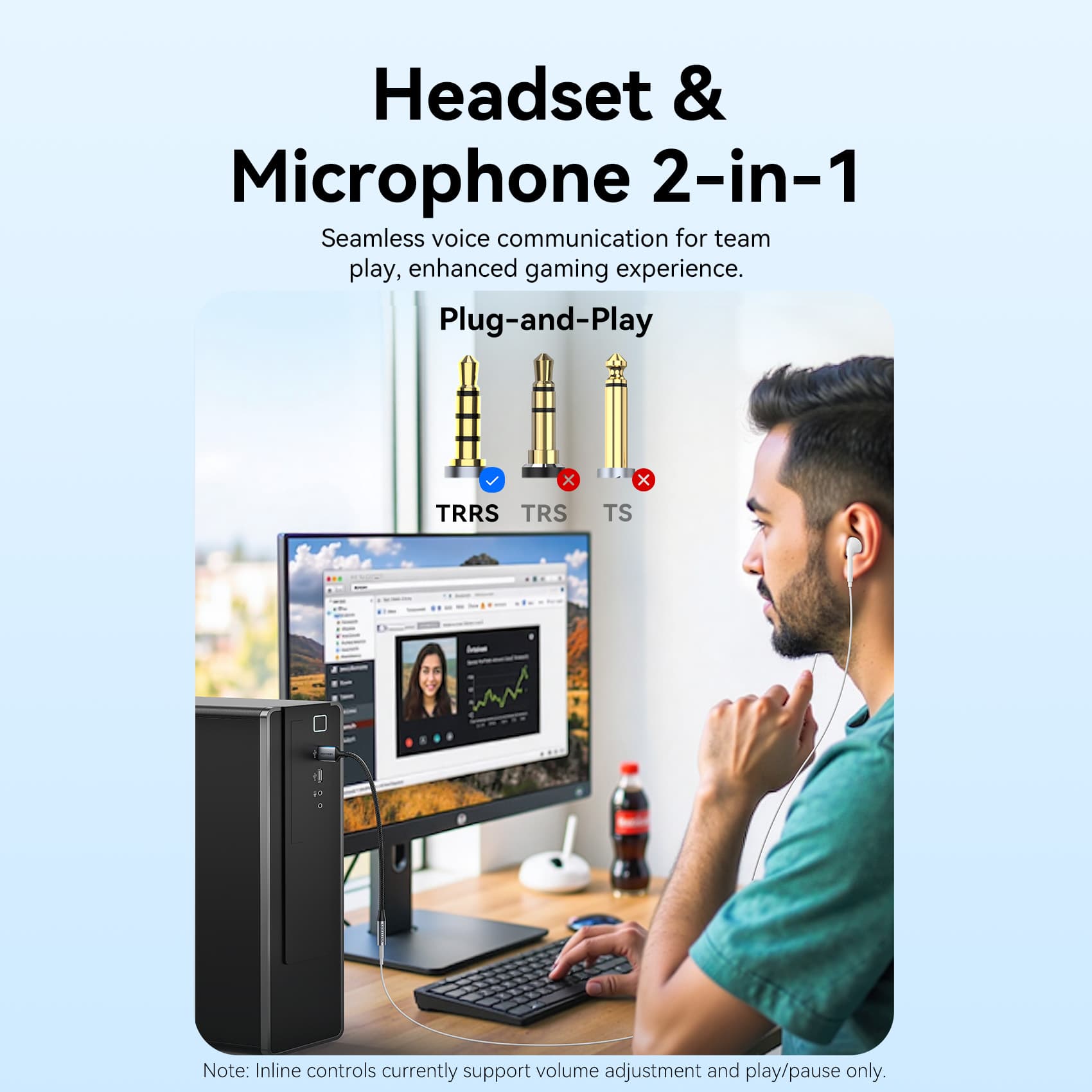 Vention 1-Port USB External Sound Card 0.25M Gray (OMTP-CTIA)