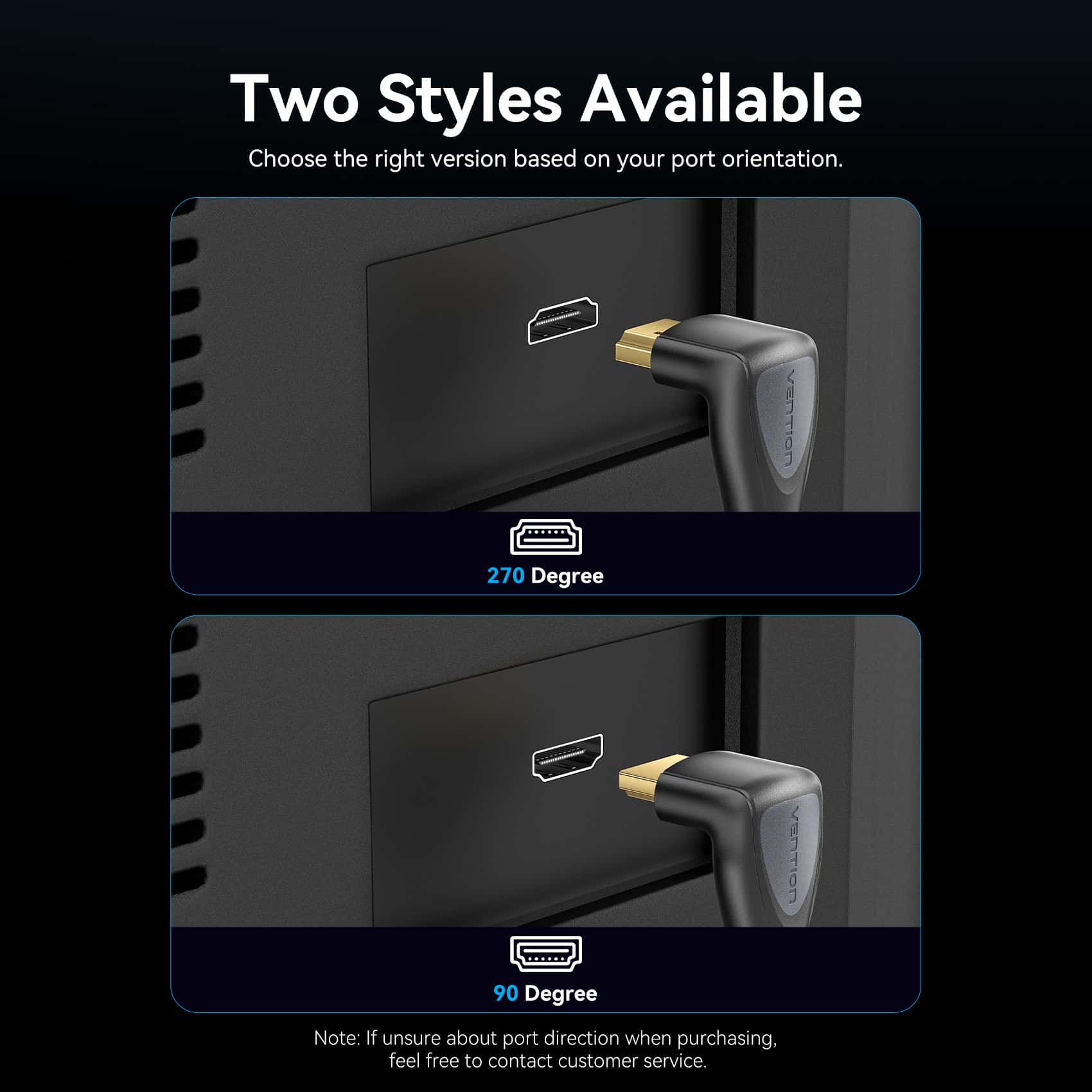 Vention HDMI™-A Male to Male 4K HD Right Angle Cable 270 Degree