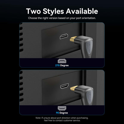 Vention HDMI™-A Male to Male 4K HD Right Angle Cable 90 Degree
