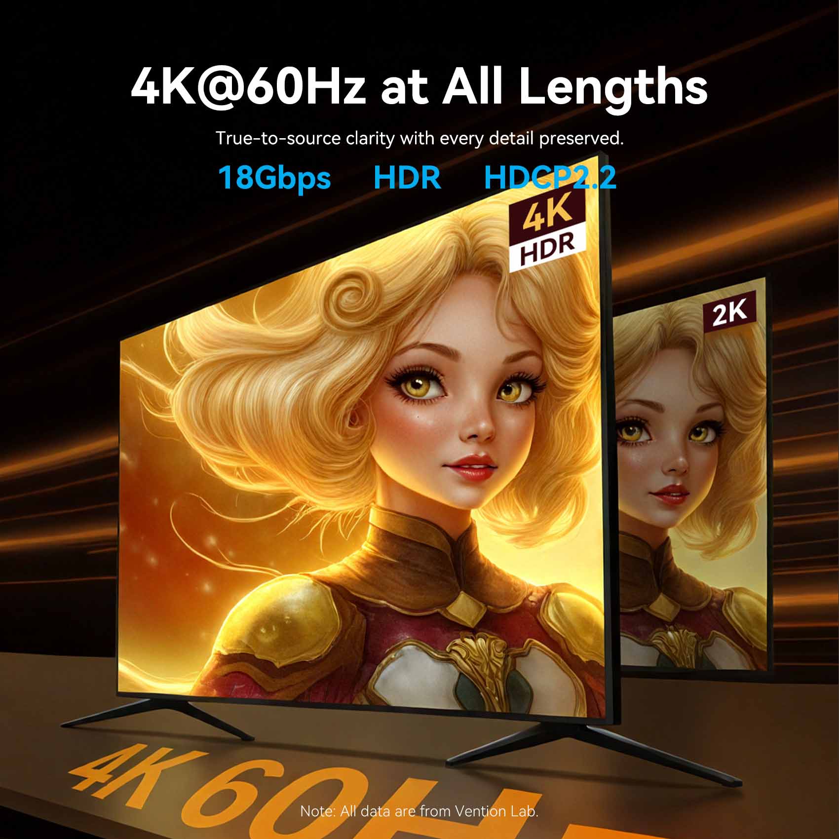 Vention 4K Fiber Optic HDMI™ Male to Male Cable
