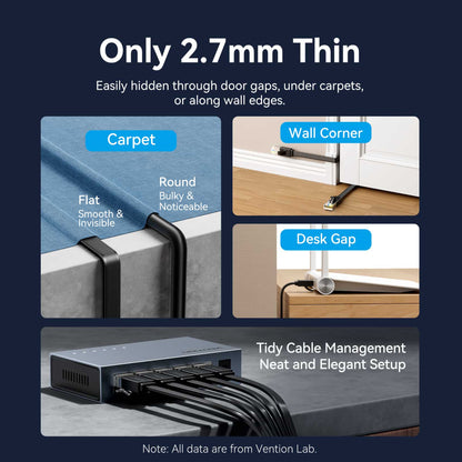 Vention Flat Cat.7 Ethernet Patch Cable Black