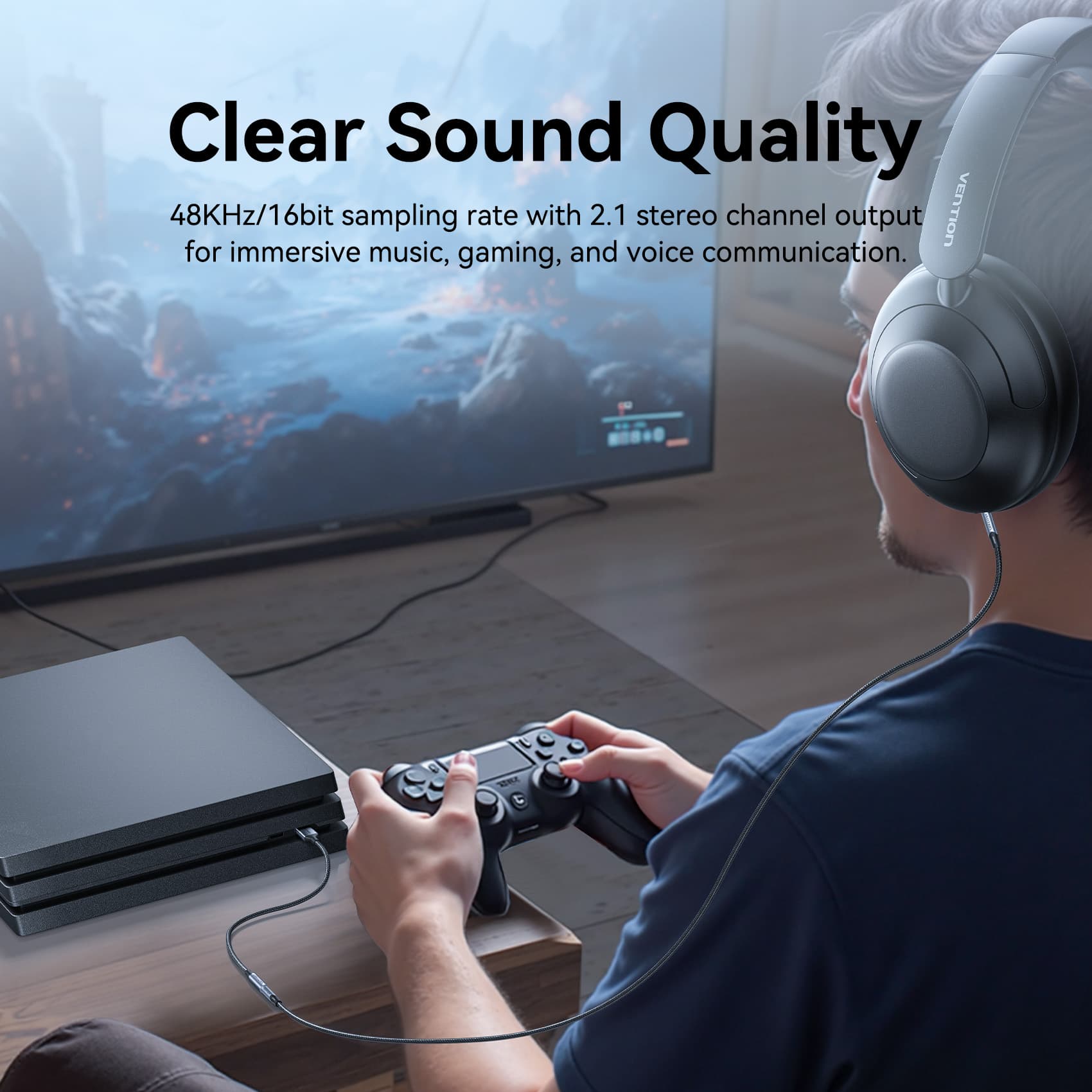 Vention 1-Port USB External Sound Card 0.25M Gray (OMTP-CTIA)