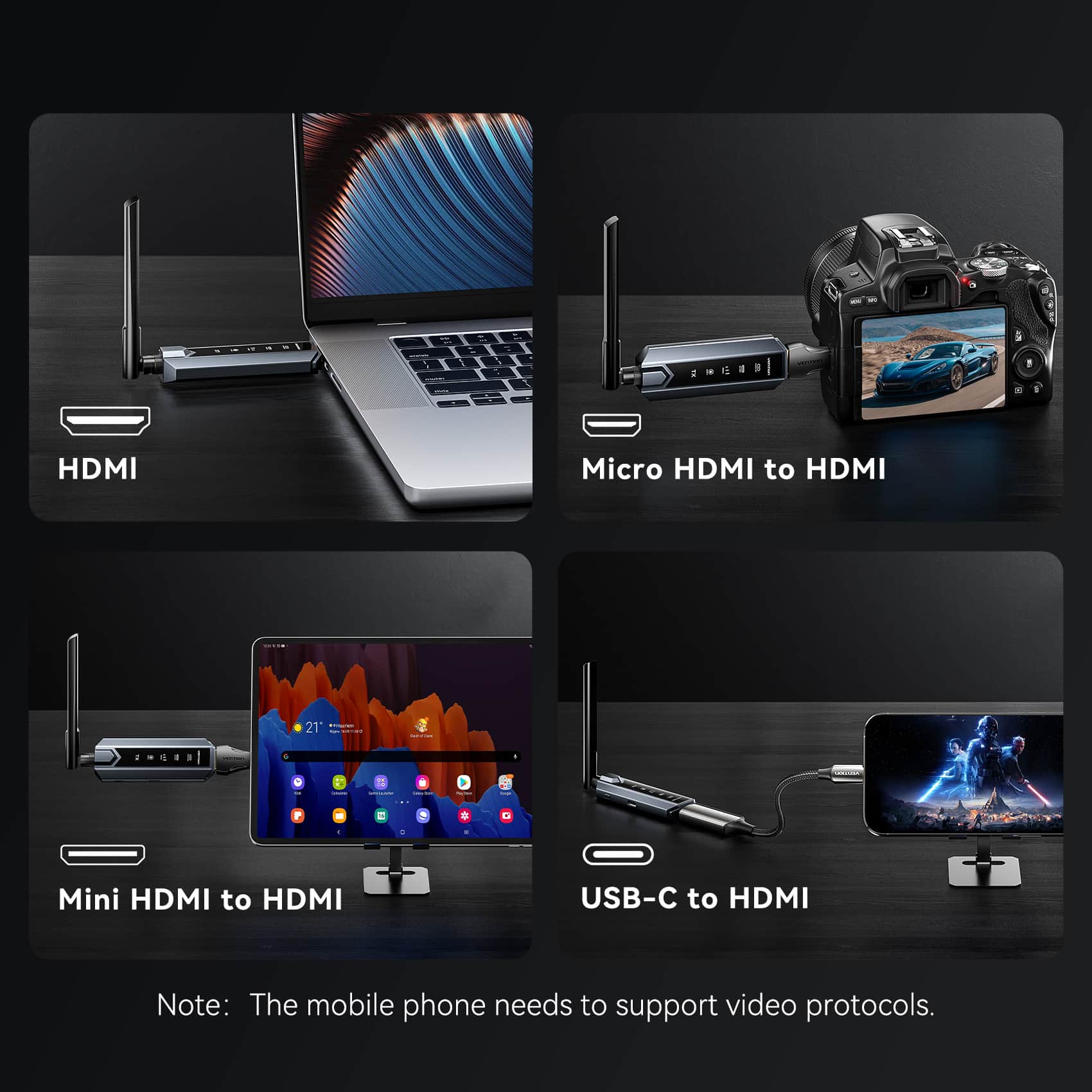 Vention Wireless HDMI Transmitter and Receiver (1*1) Kit Gray