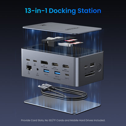 Dijital Ekranlı 13'ü 1 arada USB-C 8K Dikey Bağlantı İstasyonu