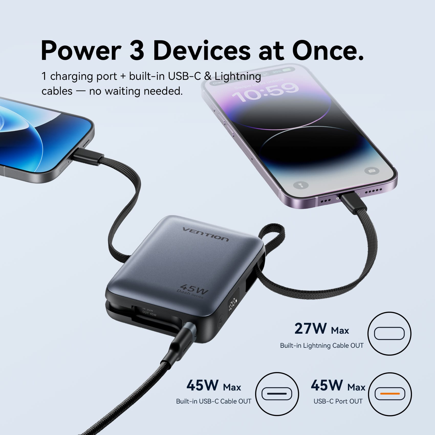 Vention 10000mAh Mini Power Bank 45W