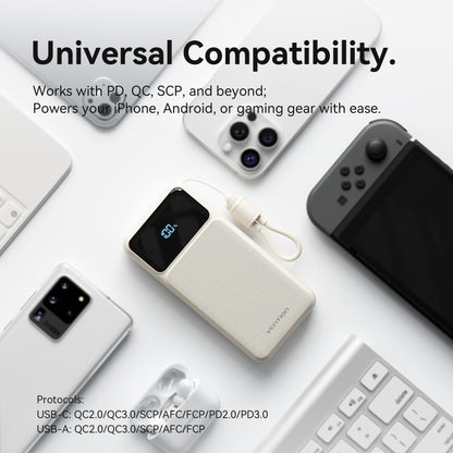 <tc>Vention</tc> Batería externa de 20000 mAh (USB-C + USB-A) con cable integrado de 22,5 W