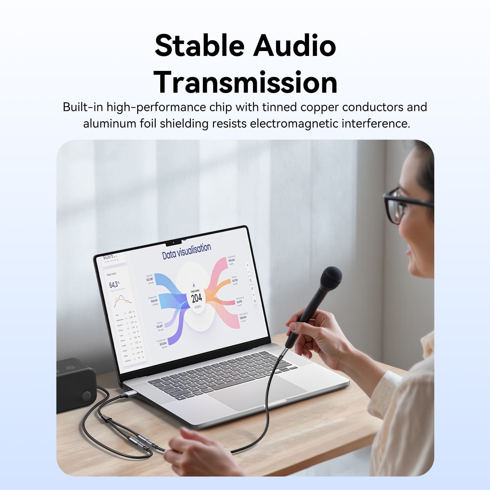 Vention 2-Port USB External Sound Card 0.25M Gray