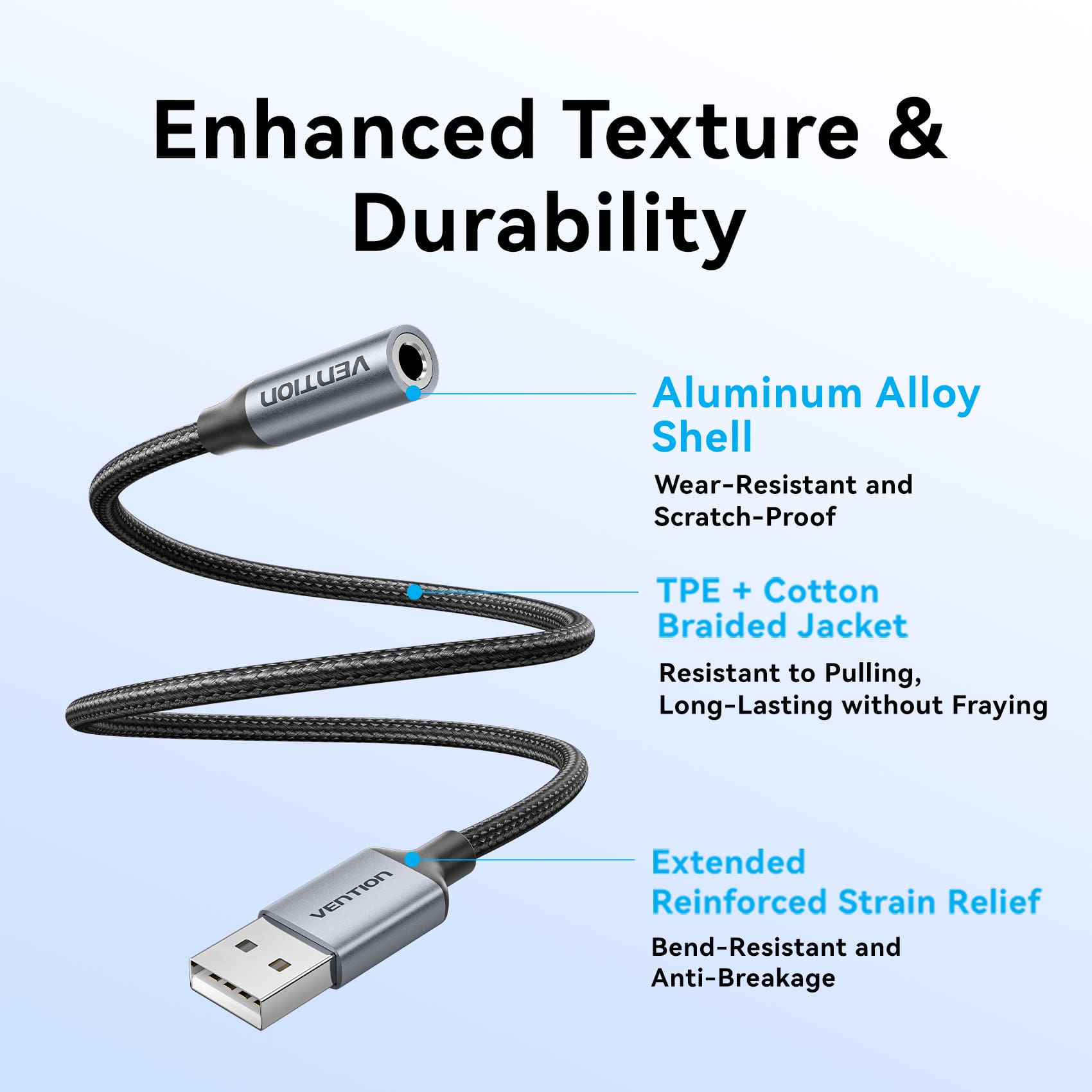 Vention 1-Port USB External Sound Card 0.25M Gray