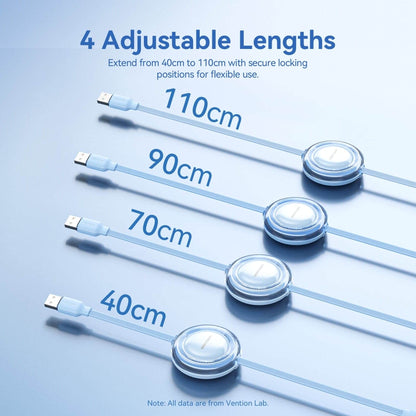 <tc>Vention</tc> Kabel Pengisi Daya USB 2.0 3-in-1 yang Dapat Ditarik