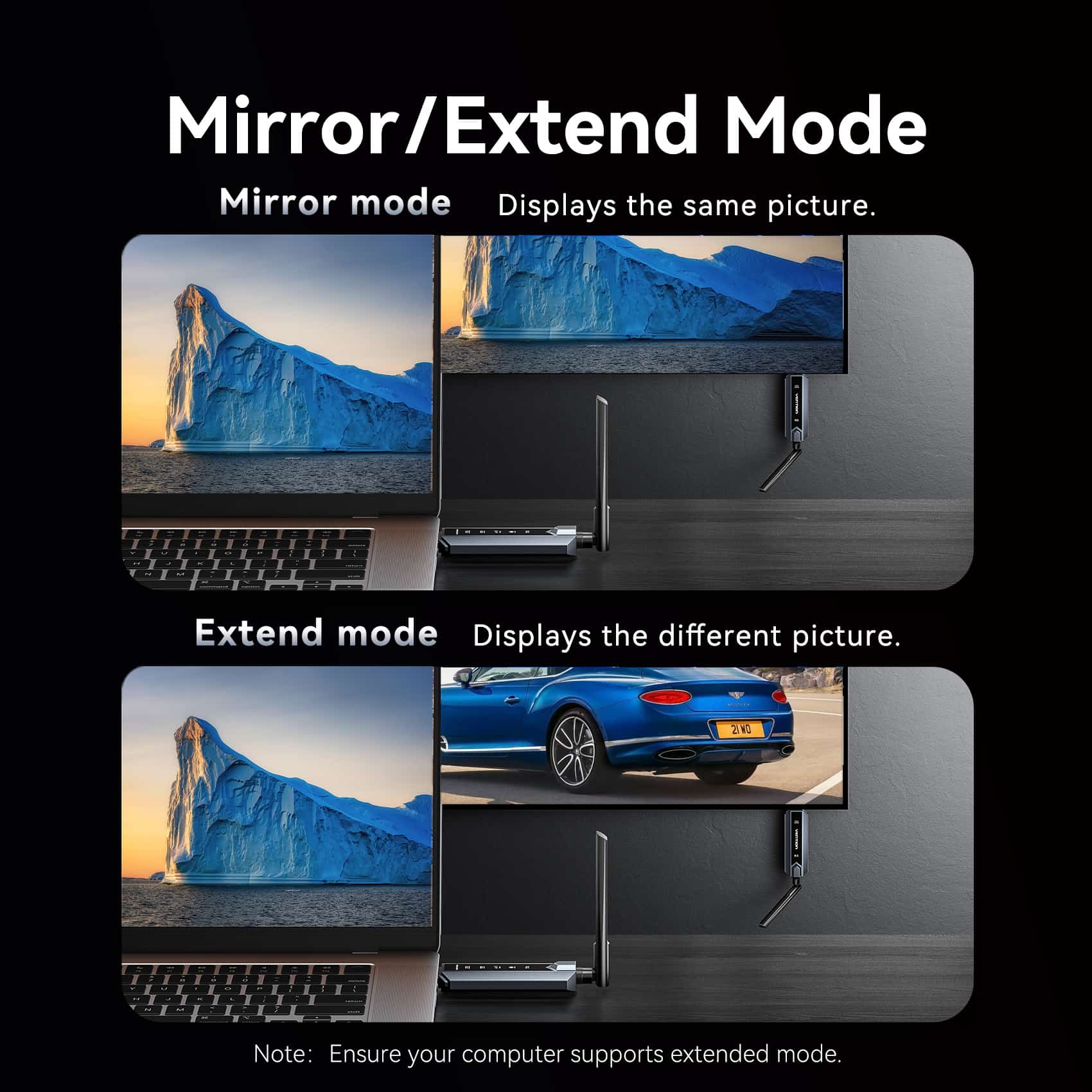 Vention Wireless HDMI Transmitter and Receiver (1*1) Kit Gray