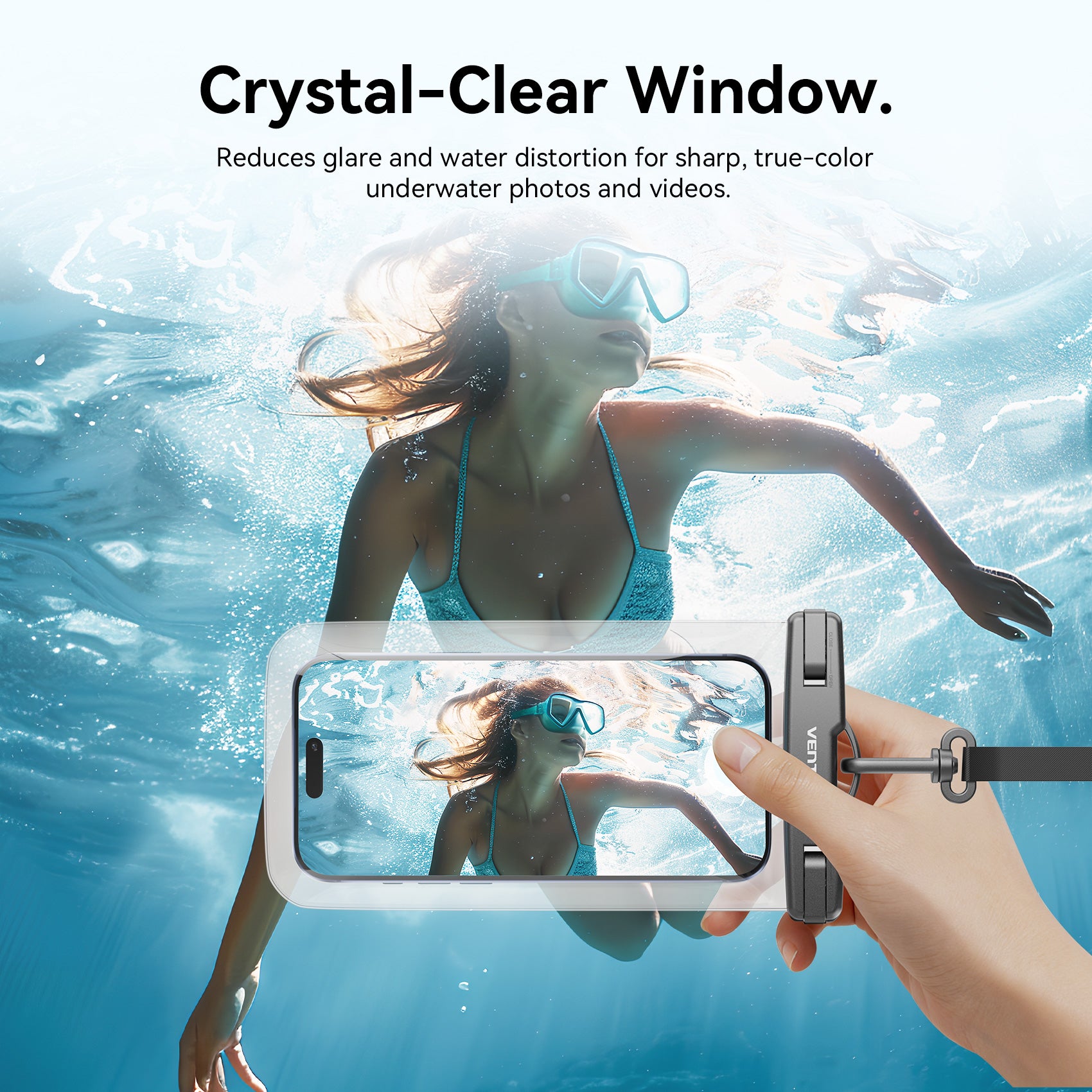 Vention 7.2-Inch Floating Shockproof Airbag Waterproof Phone Pouch with Lock Seal Black