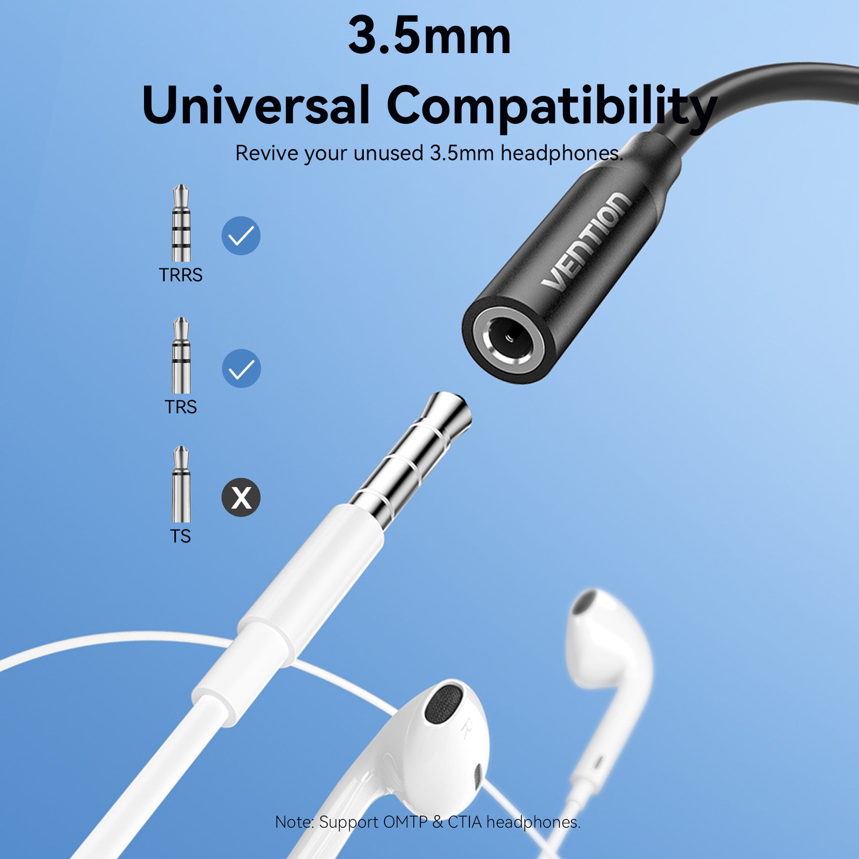Vention USB-C Male to 3.5mm Female Audio Adapter