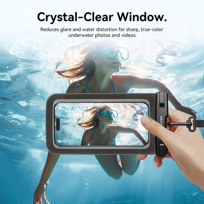 <tc>Vention</tc> Funda transparente impermeable para teléfono de 7,2 pulgadas con cierre de seguridad, color negro.