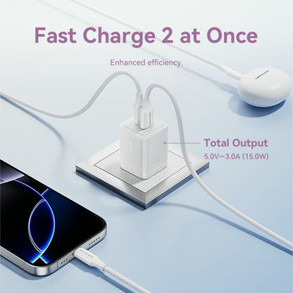 Vention 2-Port USB (C + A) GaN Charger (30W/30W) US Plug